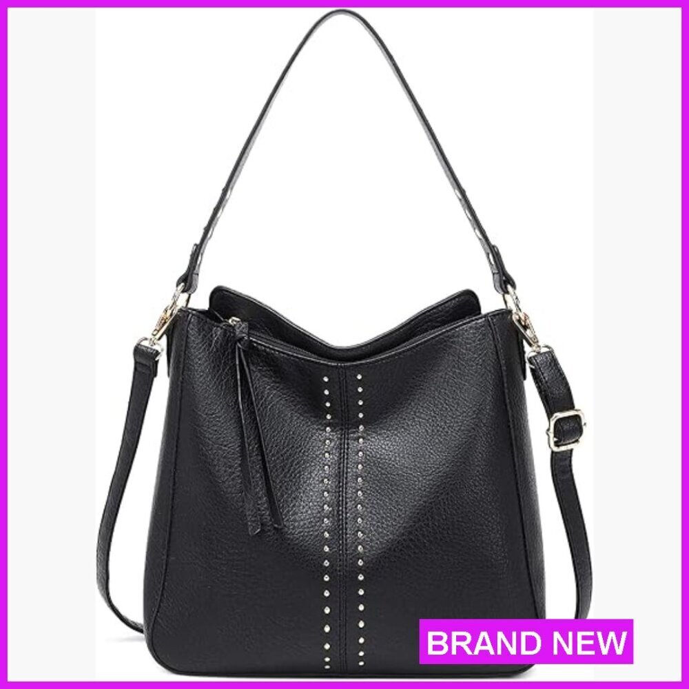 Chic Convertible Hobo Bag Vegan Leather Crossbody Shoulder Purse Functional